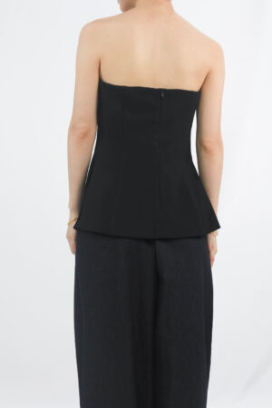 black strapless tailored top