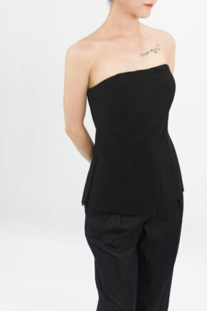 black strapless tailored top