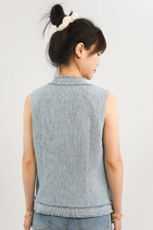 vintage chic frayed denim vest