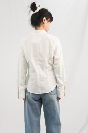 white style waist cinching versatile shirt
