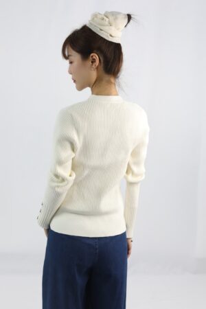 off white v neck knitted cardigan
