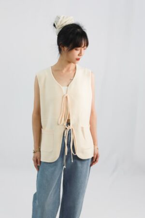 v neck lace up cardigan top