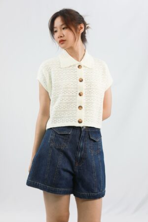 french retro knitted sweater top