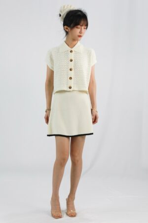 french retro knitted sweater top