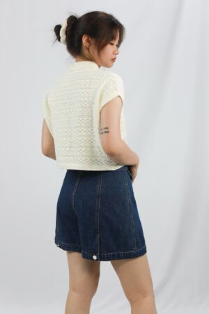 french retro knitted sweater top