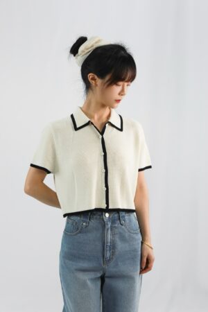 collar contrasting woolen top