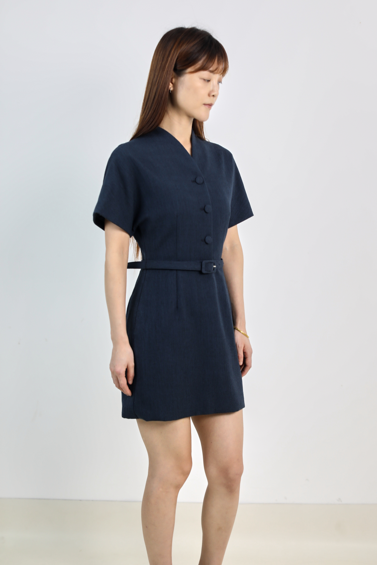 V-neck Fitted Waist Dress - Image 3